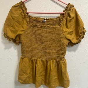 Old Navy Women's Yellow Smocked Blouse